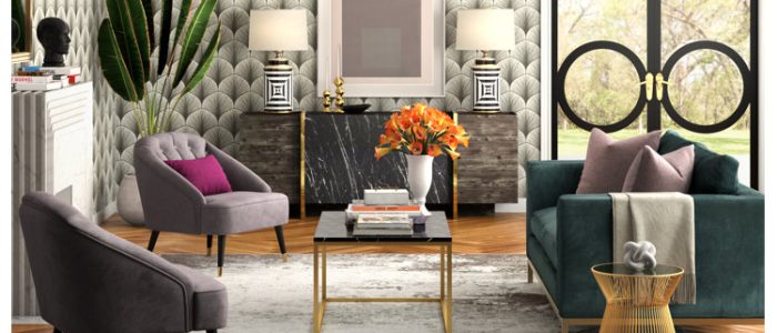 Muebles Hollywood Glam: Sofás de lujo, mesas brillantes y decoración elegante para interiores